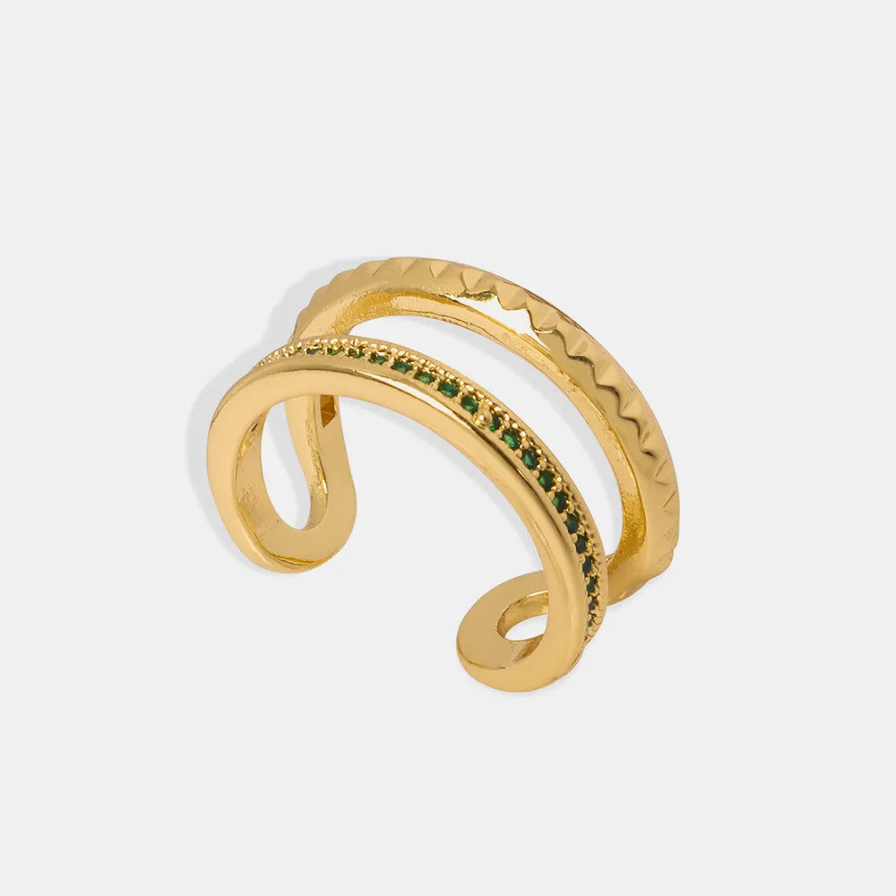 Gold-Plated Czech Diamond Double-Layered Ring - alternate ring view