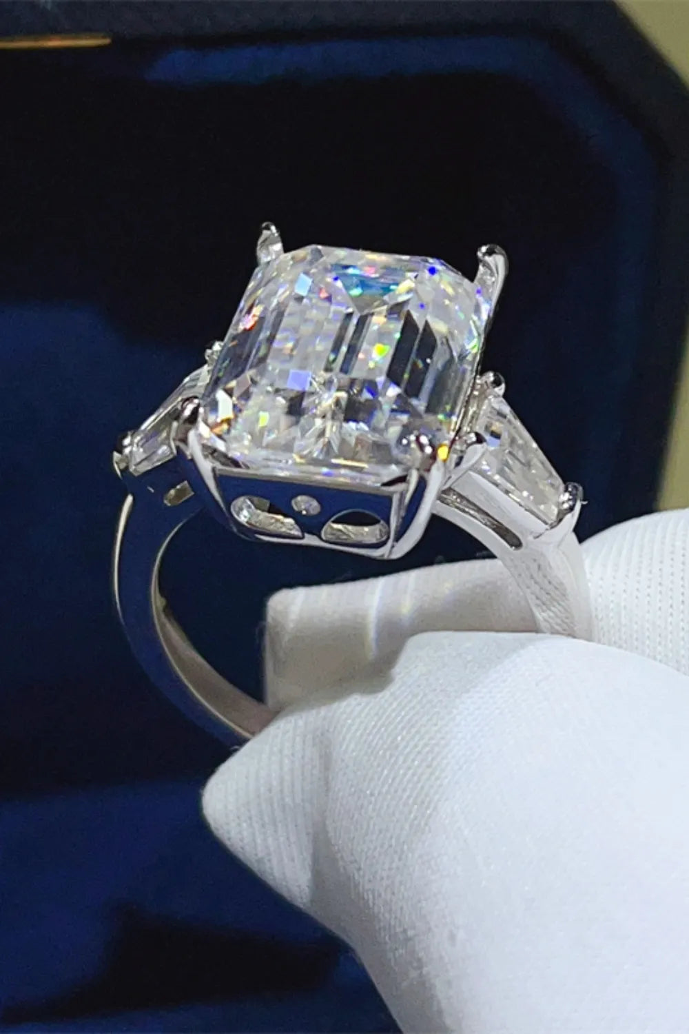 10 Carat Moissanite Sterling Silver Ring in Silver - women's ring