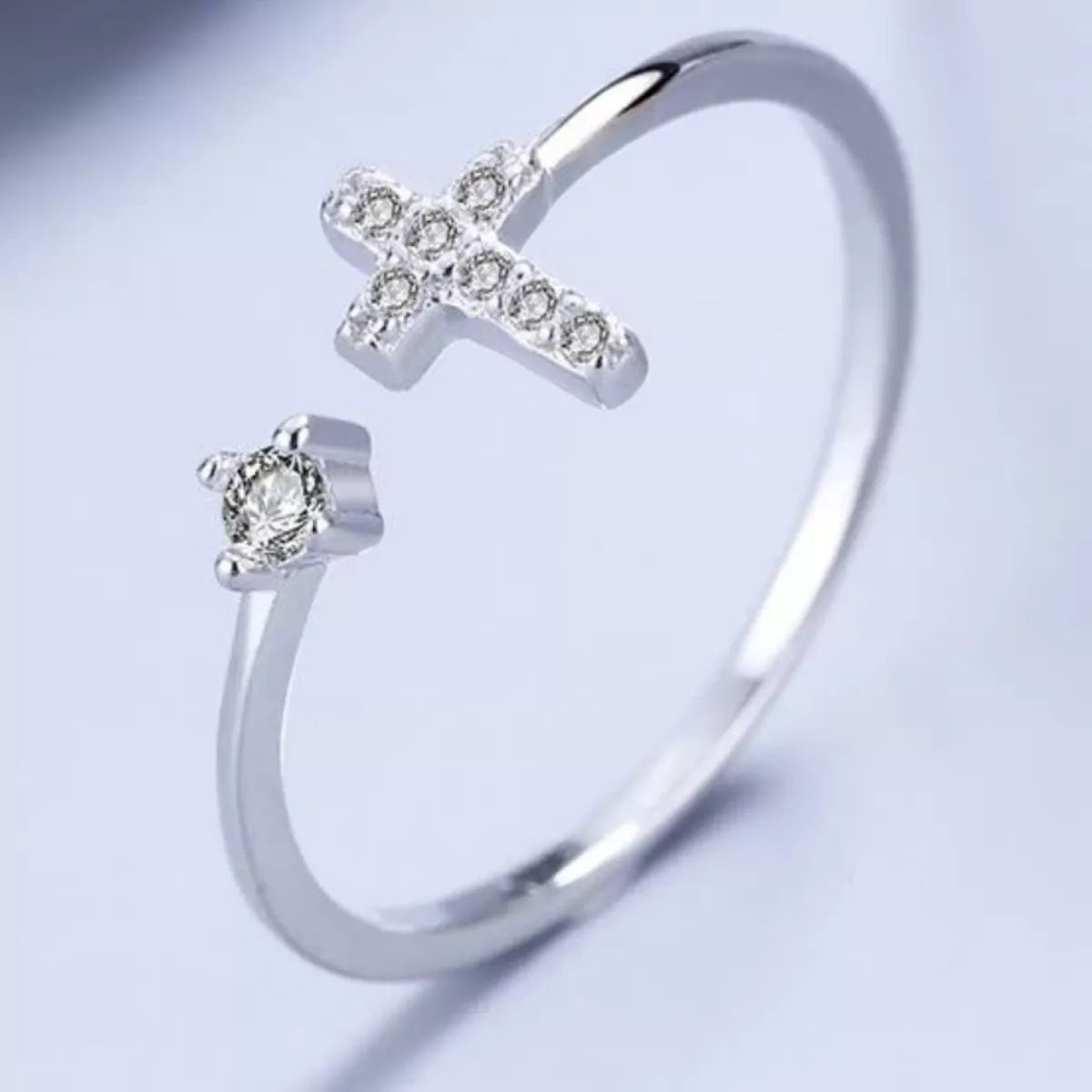 Adjustable Open Cross Ring - alternate ring view