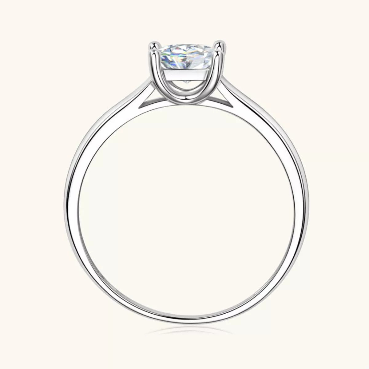 Silver-Plated Minimalist Ring in White - women's ring
