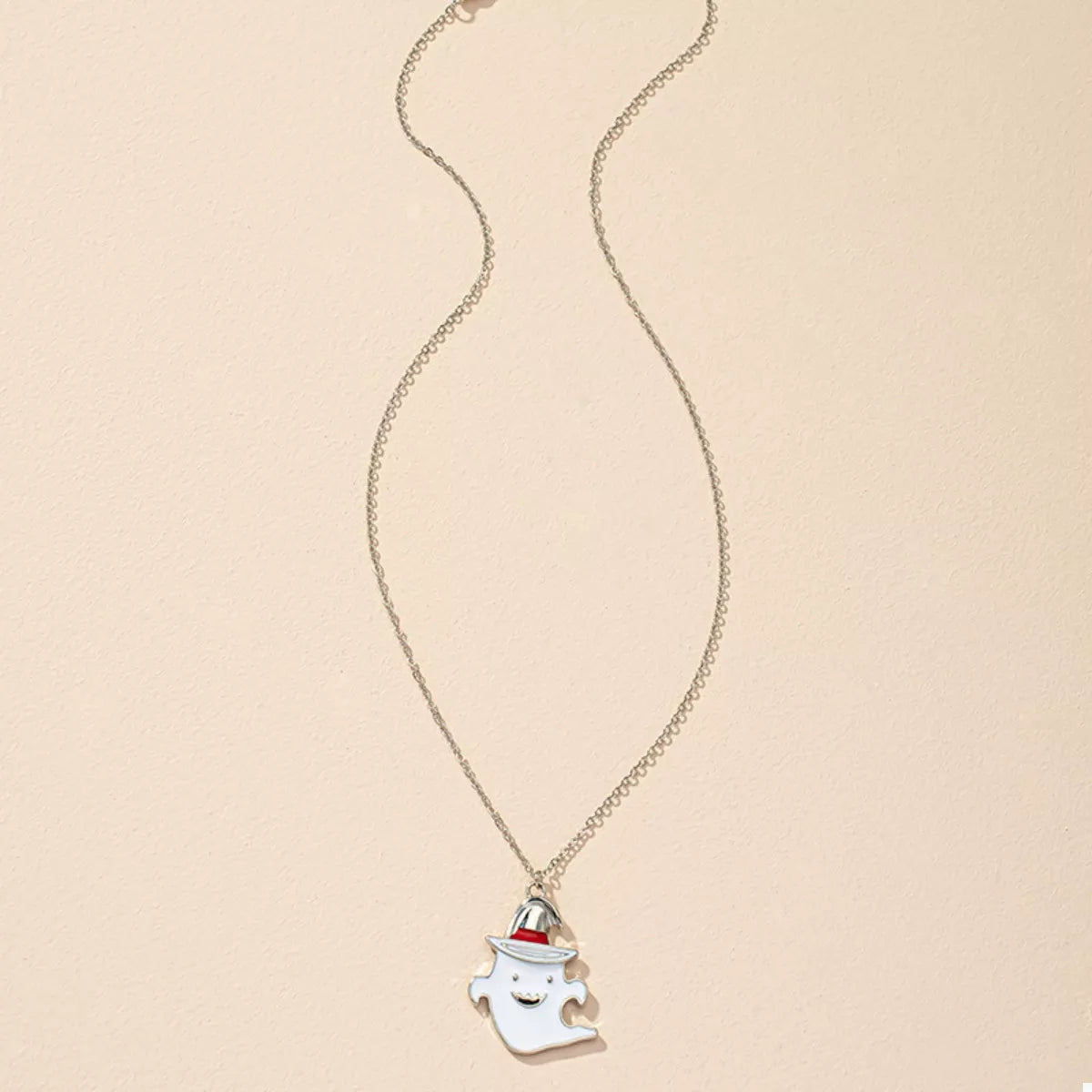 Halloween Cute Ghost Pendant Necklace - alternate necklace view
