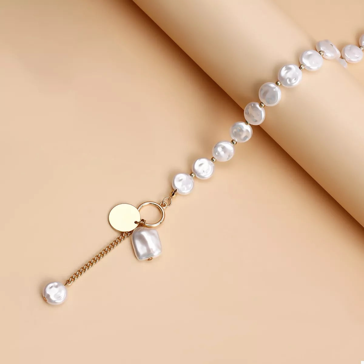 18K Gold-Plated Pearl Drop Necklace - alternate necklace view