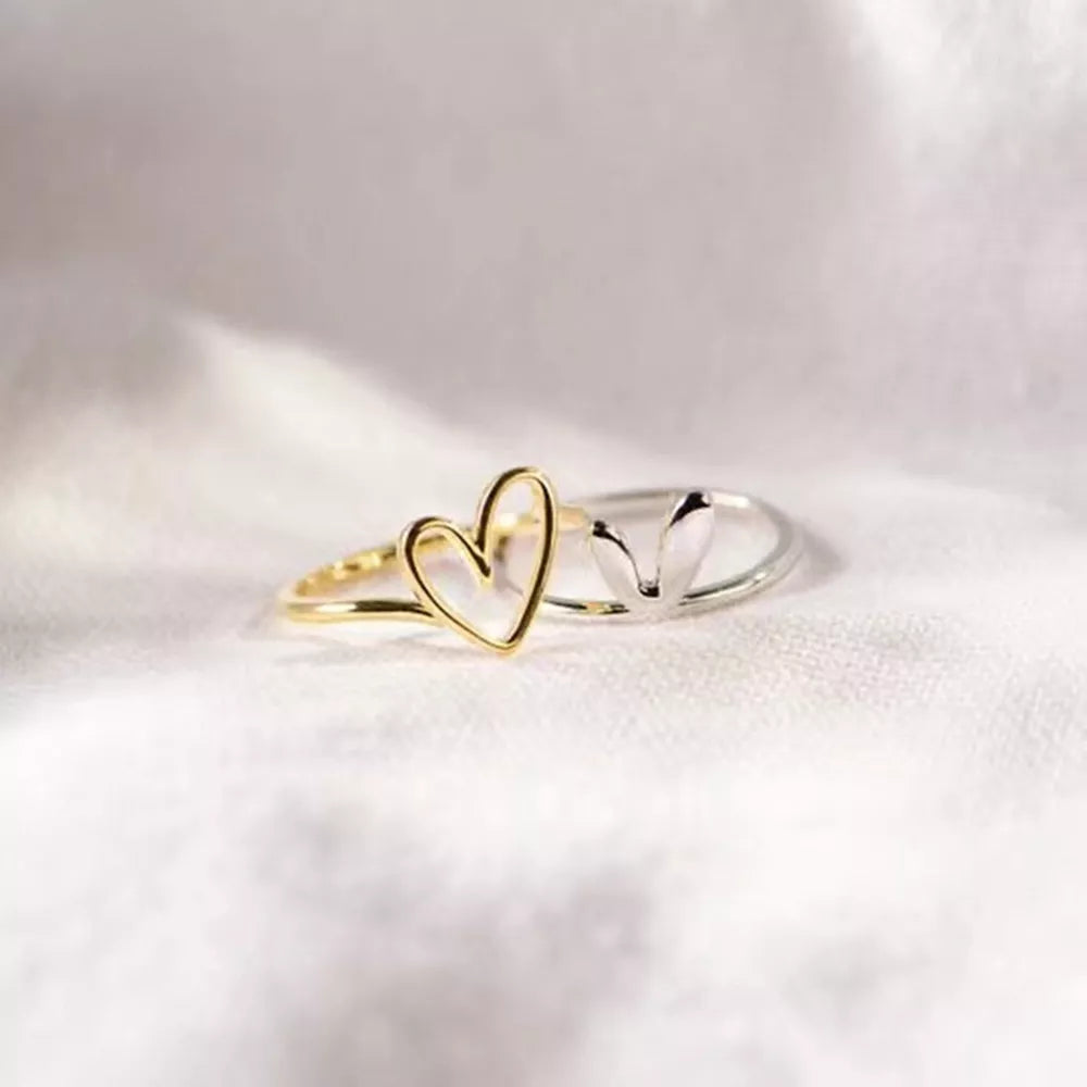 Heart Shape Irregular Sterling Silver Ring in Gold - women's ring