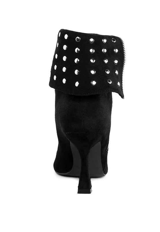 Stud Foldover Ankle Boots