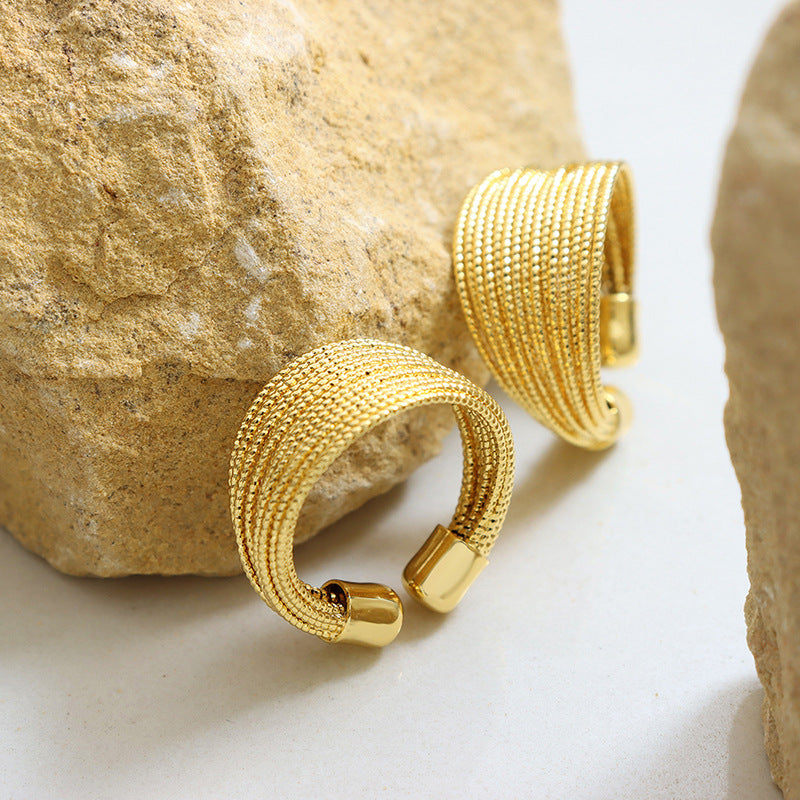 Titanium Steel Open Ring in Gold - women's open ring