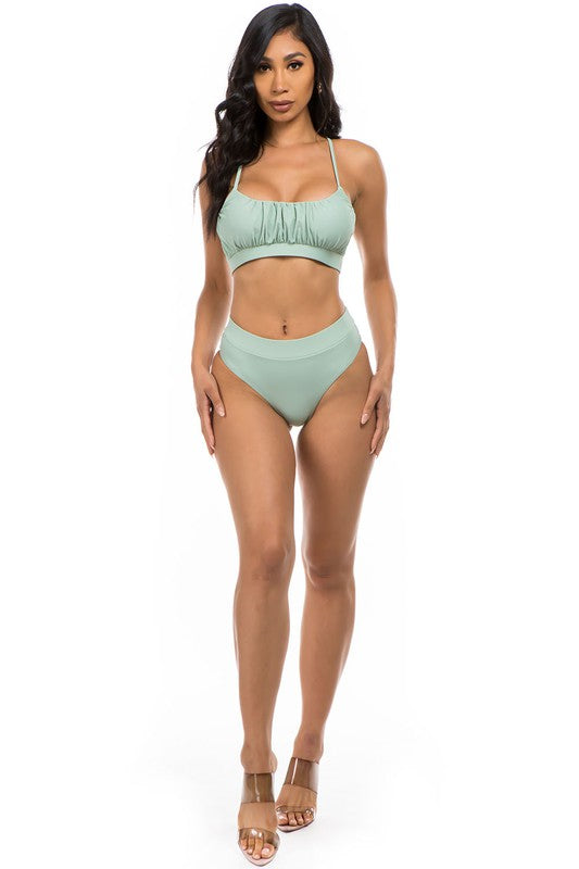 Rusched Top & Bikini Set