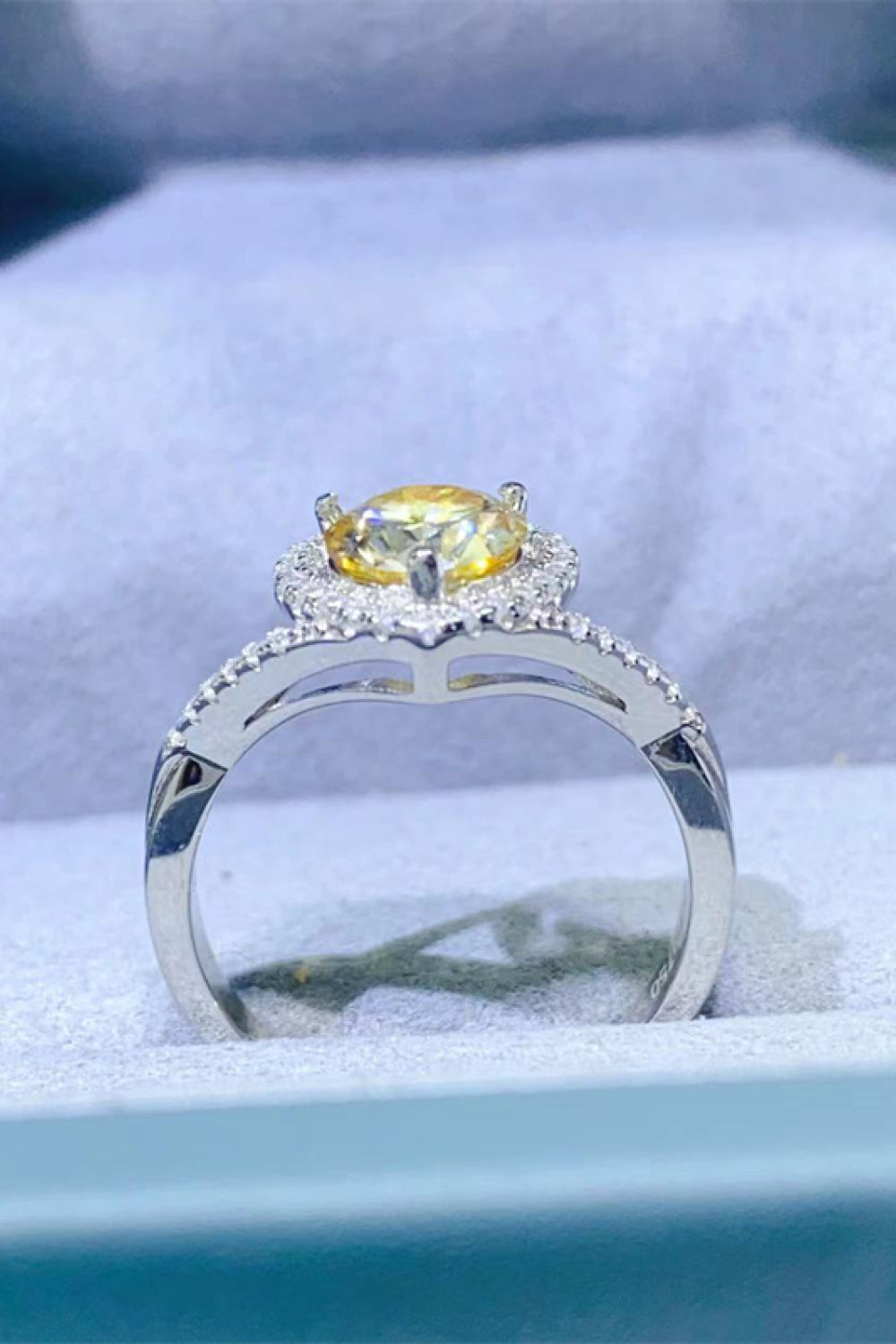 Adored 1 Carat Moissanite Sterling Silver Heart Ring in Yellow - women's ring