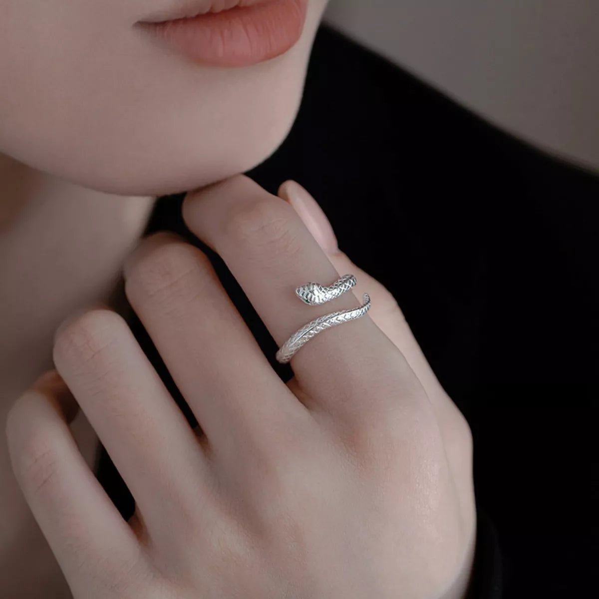 Sterling Silver Snake Bypass Ring in Silver - women's ring