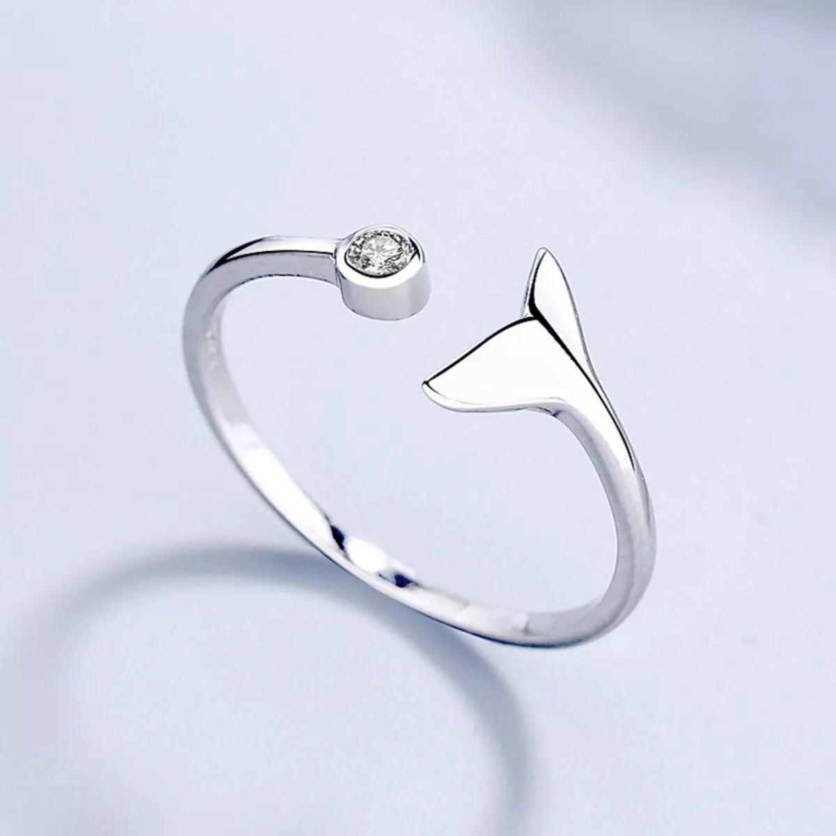 Sterling Silver Whale Tail Ring - alternate ring view