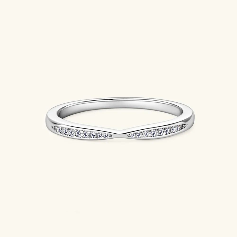 Sterling Silver Inlaid Moissanite Ring in Silver - women's ring