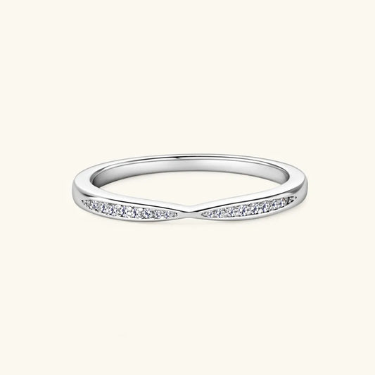 Sterling Silver Inlaid Moissanite Ring in Silver - women's ring