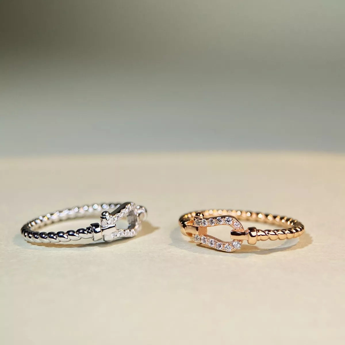 Sterling Silver Zircon Horseshoe Shaped Ring in Silver - women's ring