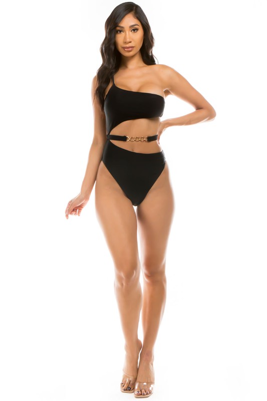 One Shoulder Cutout One Piece