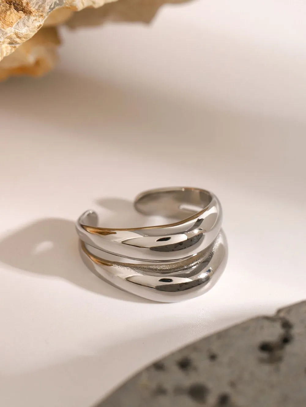 Stainless Steel Double-Layered Ring - alternate ring view