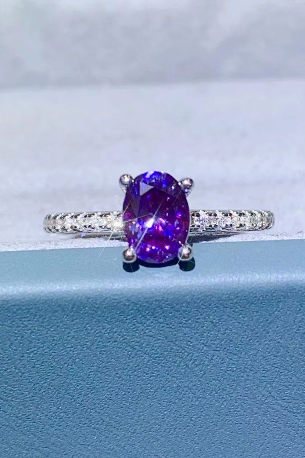 1 Carat Purple Moissanite 4-Prong Ring in Purple - women's ring