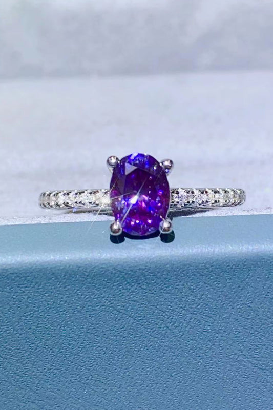 1 Carat Purple Moissanite 4-Prong Ring in Purple - women's ring