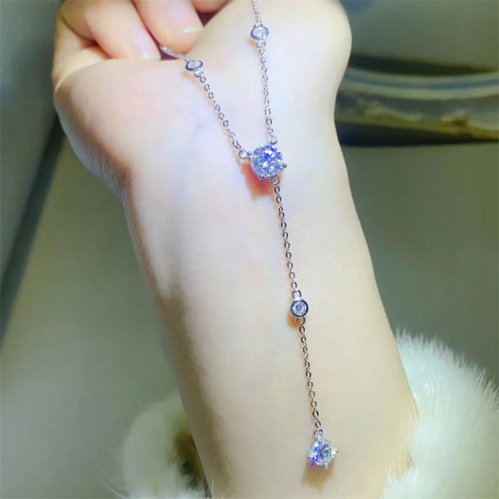 1.5 Carat Moissanite Sterling Silver Necklace - alternate necklace view