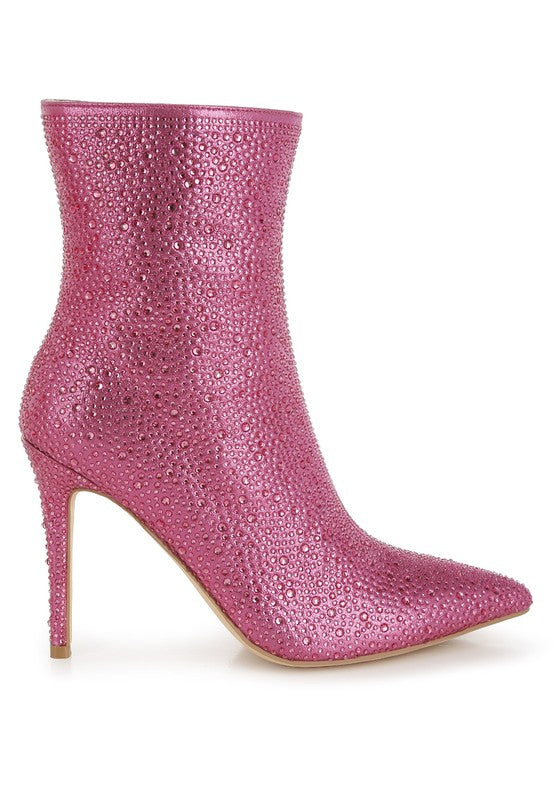 Rhinestones Embellished Ankle Boots