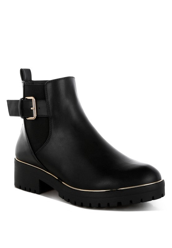 Chunky Buckle Ankle Boots