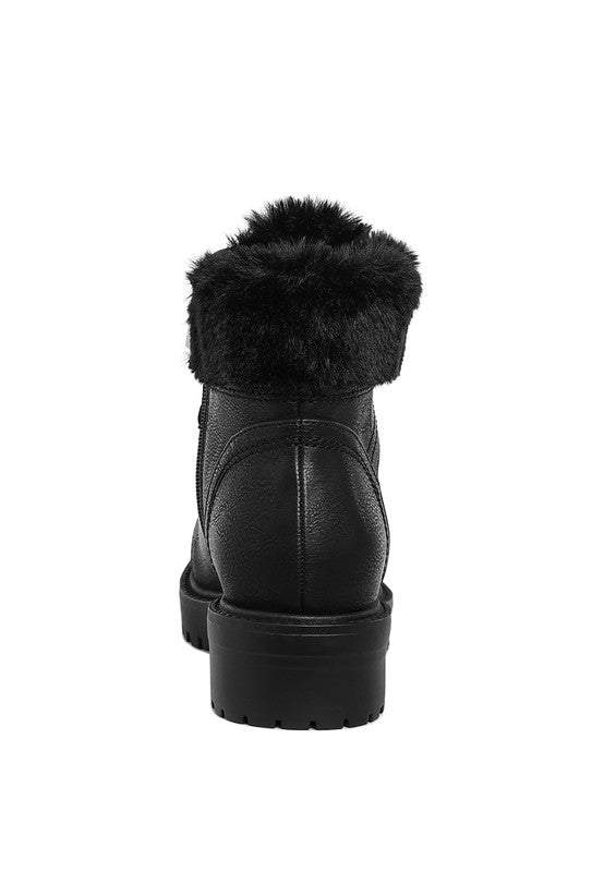 Faux Fur Collar Ankle Boots