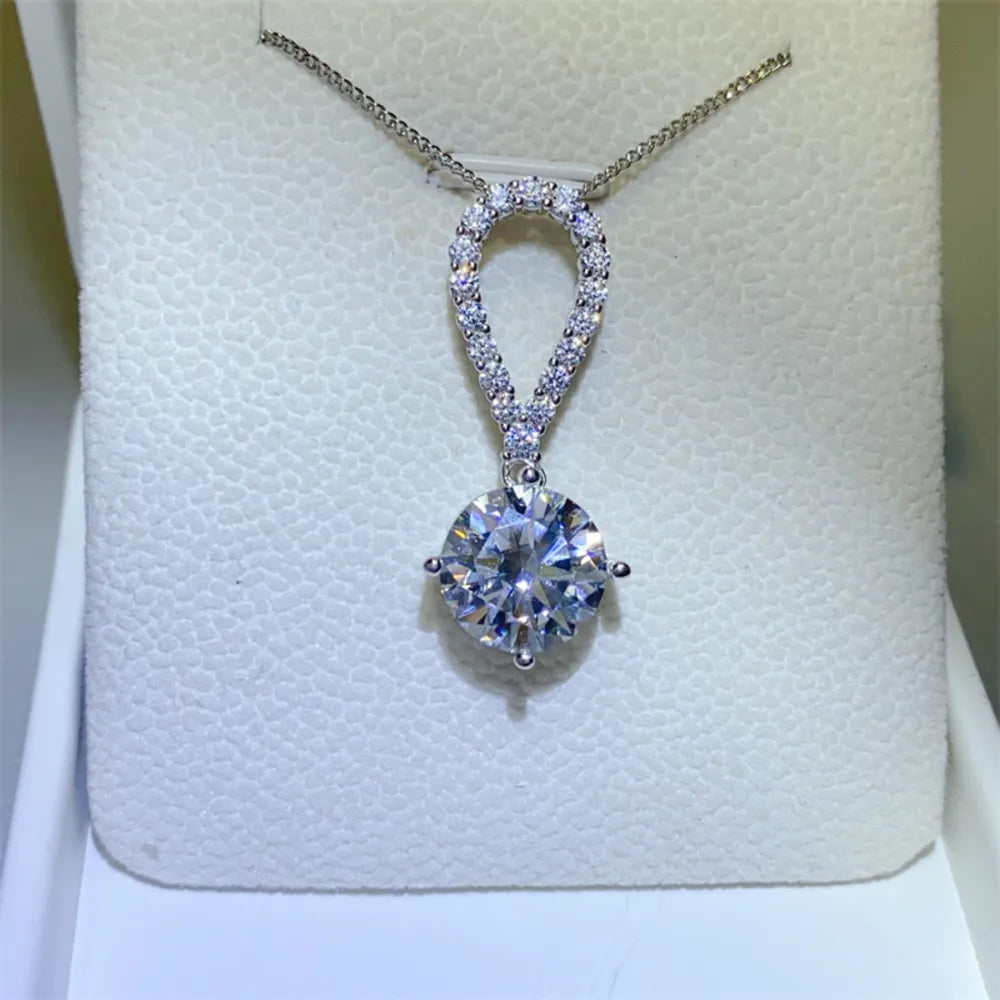 5 Carat Moissanite Sterling Silver Teardrop Necklace - alternate necklace view