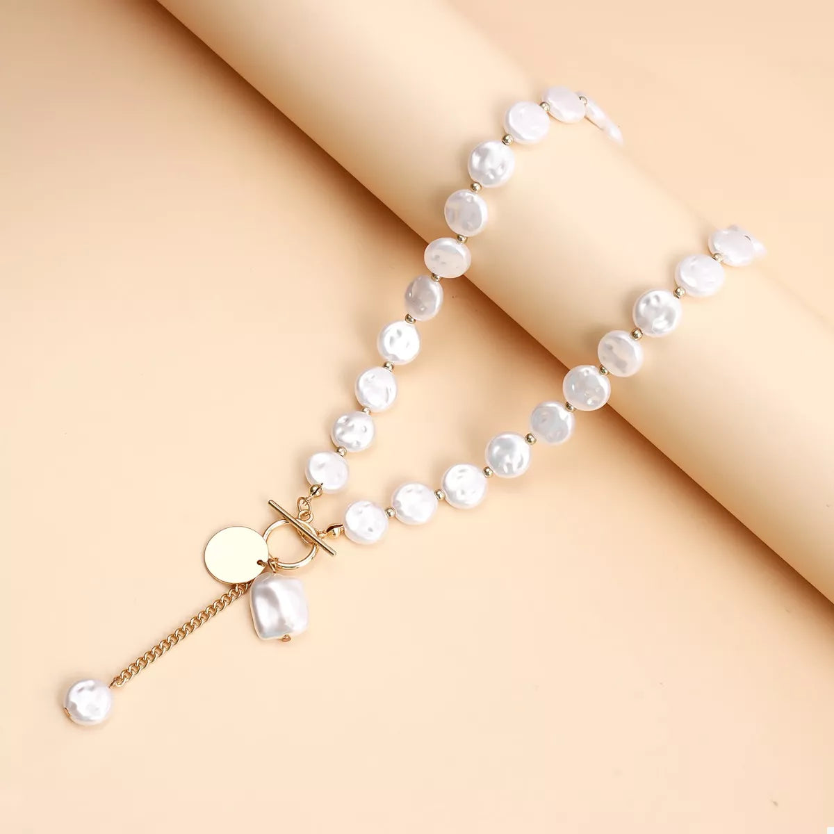 18K Gold-Plated Pearl Drop Necklace - alternate necklace view