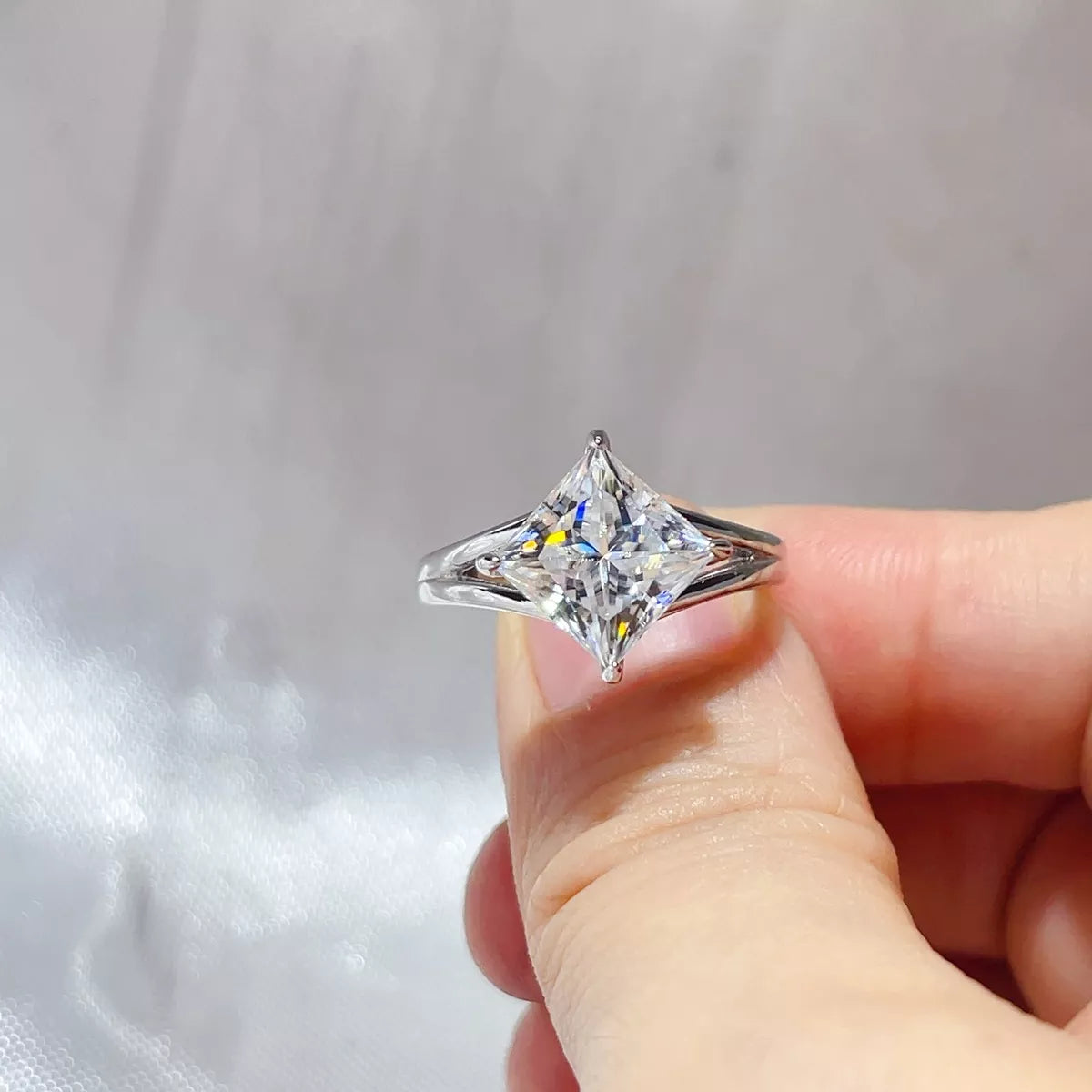 3 Carat Sterling Silver Moissanite Ring in Silver - women's ring