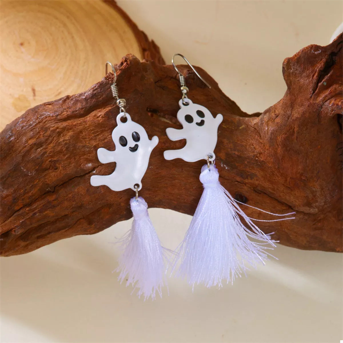 Halloween Ghost and Pumpkin Dangle Earrings - alternate earring view
