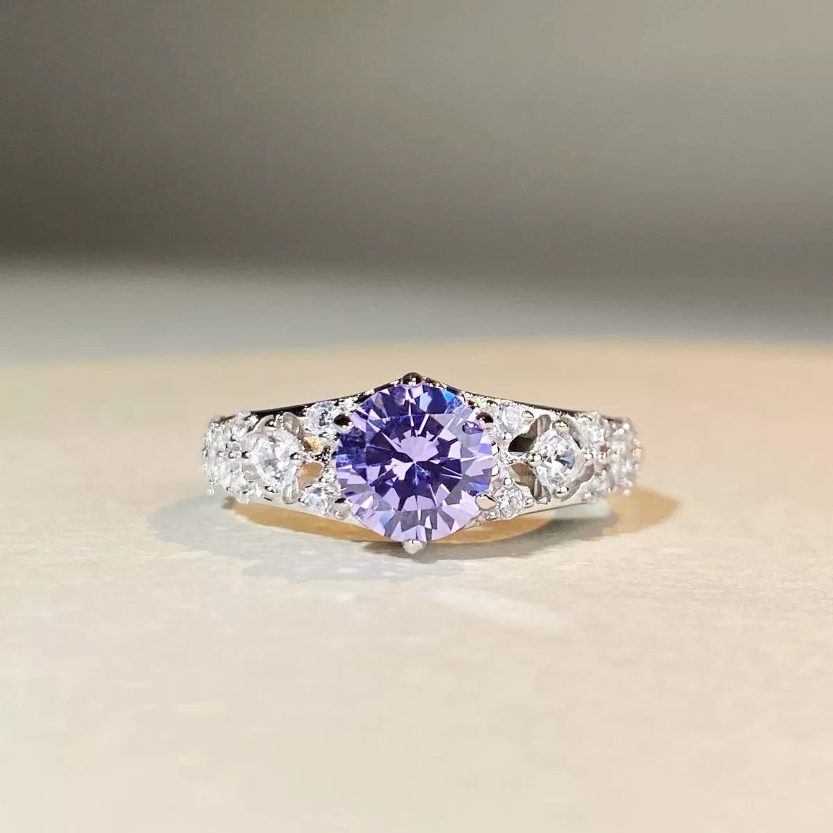 Growing High-Carbon Diamond Sterling Silver Ring in Heliotrope Purple - women's ring