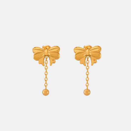 Titanium Steel Bow Earrings in Silver - women's earrings