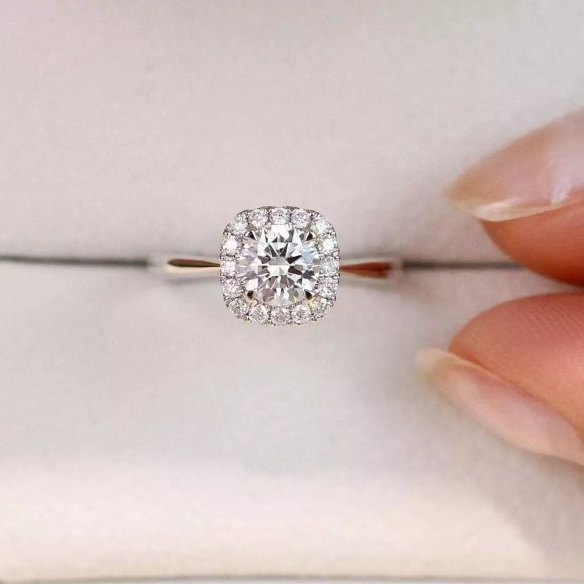 1 Carat Sterling Silver Moissanite Square Ring - alternate ring view