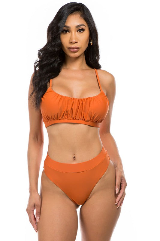 Rusched Top & Bikini Set