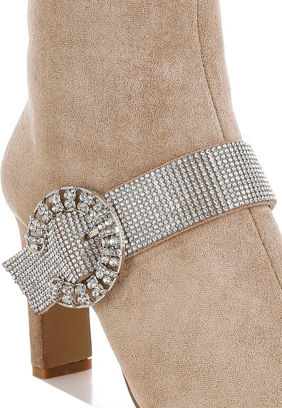 Rhinestones Strap Ankle Boots