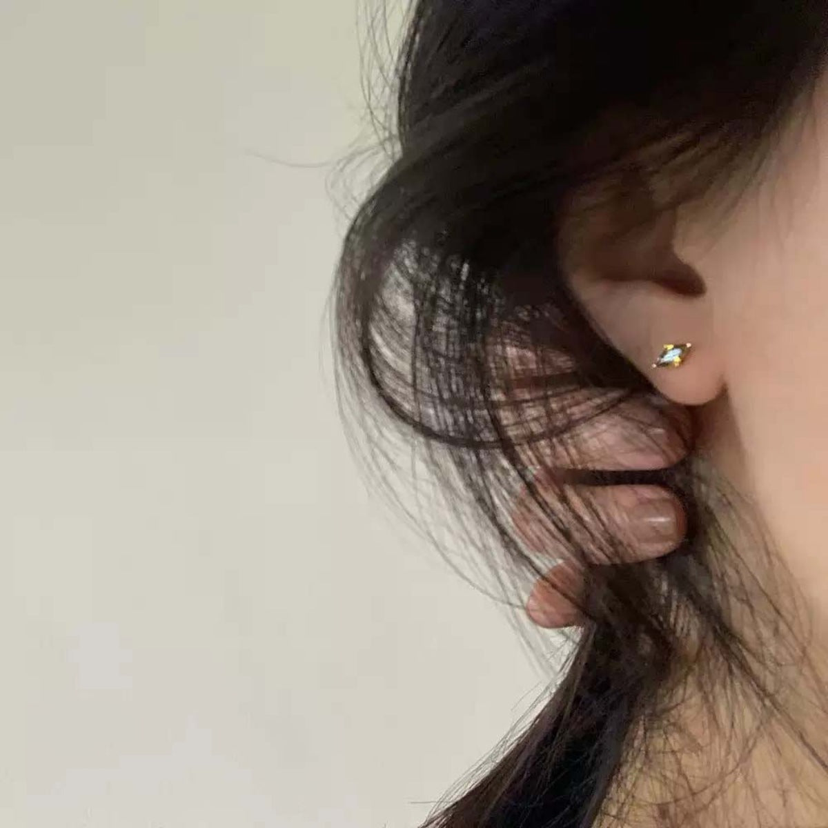 18K Gold-Plated Zircon Geometric Earrings - alternate earring view