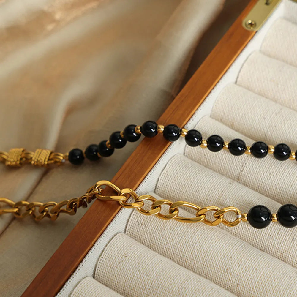 Bead Detail Chunky Chain Necklace - alternate necklace view
