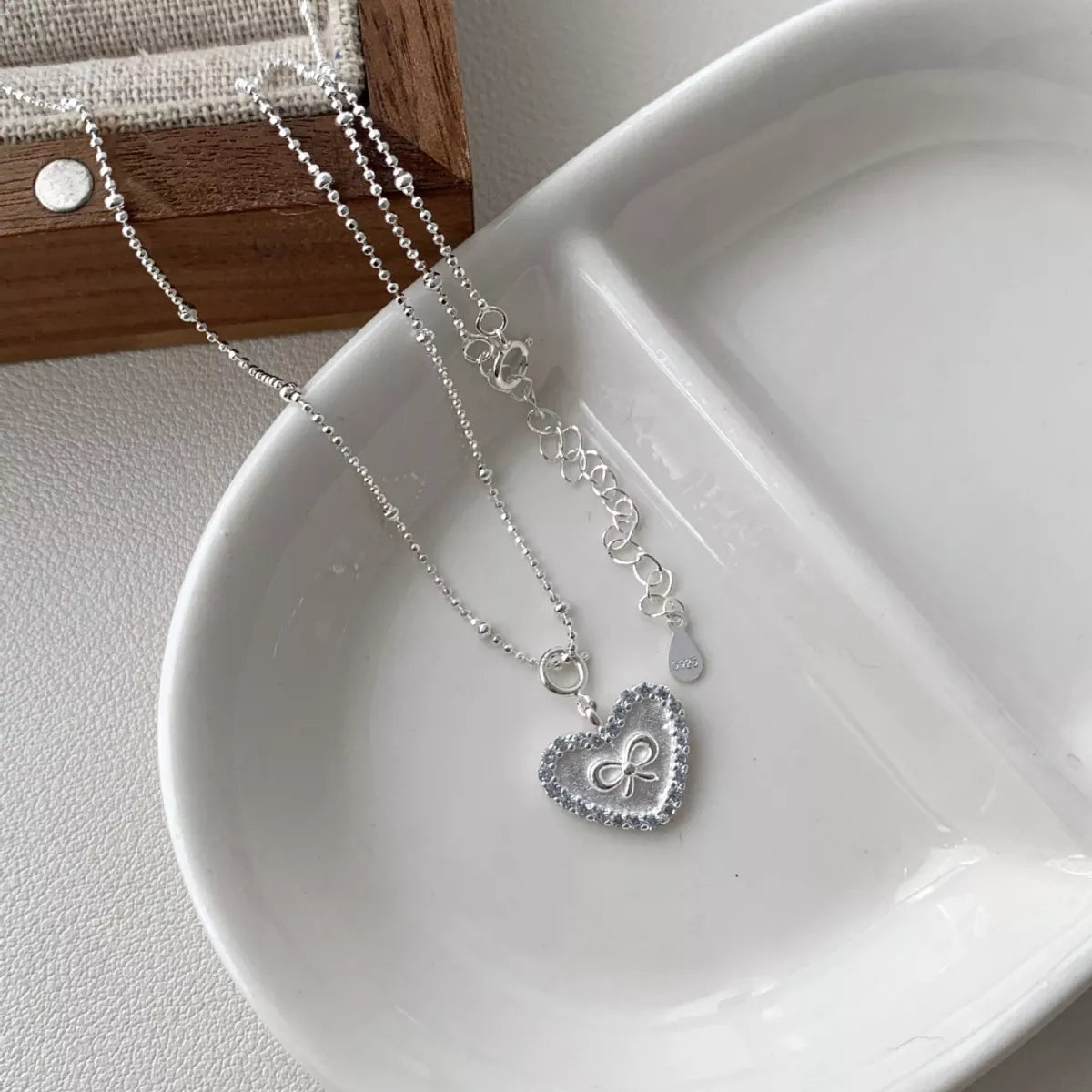 Sterling Silver Heart Necklace in Silver - women's necklace
