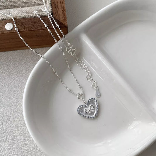 Sterling Silver Heart Necklace in Silver - women's necklace