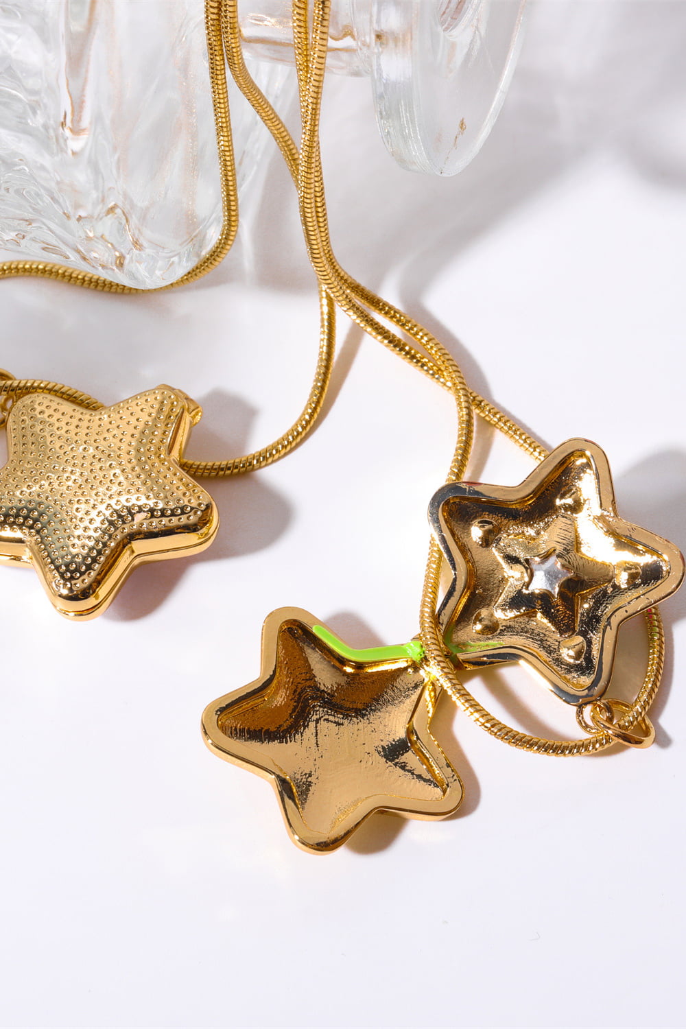 Rhinestone Decor Star Box Pendant Necklace - alternate necklace view