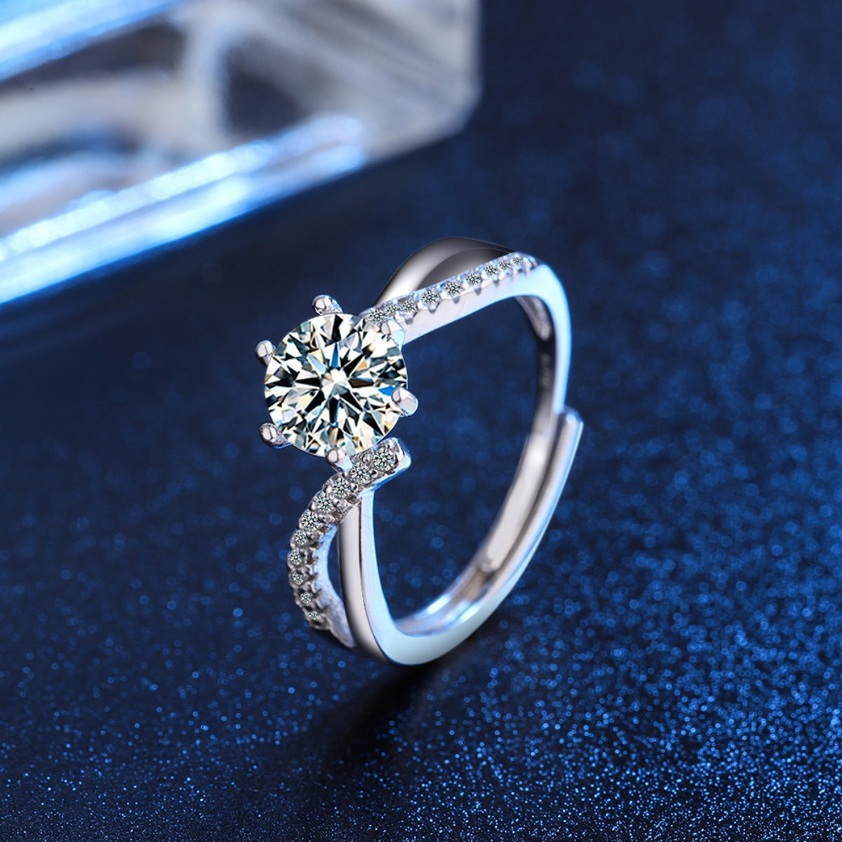 1 Carat Moissanite Sterling Silver Ring in Silver - women's ring