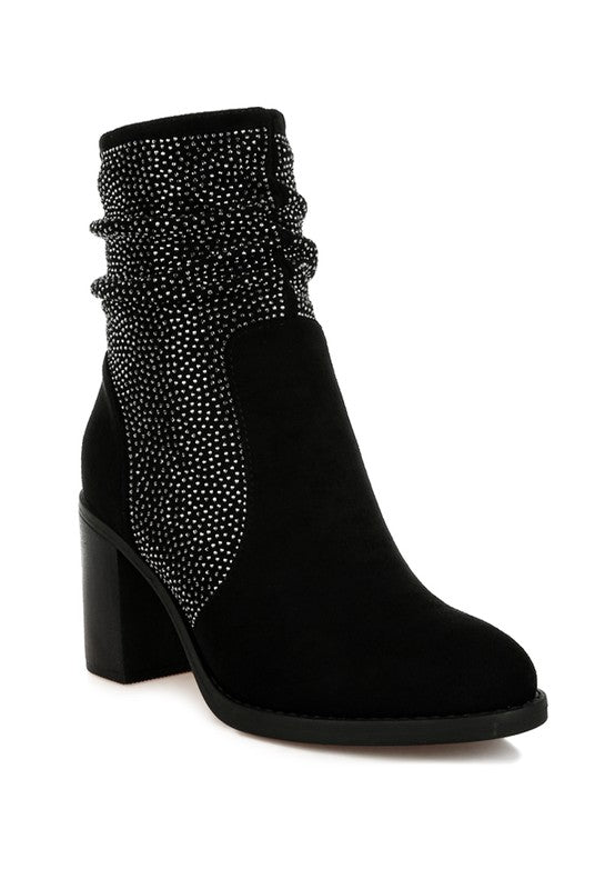 Rhinestone Slouchy Ankle Boots