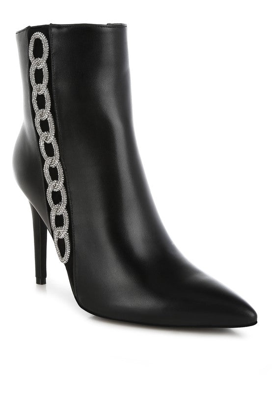 Rhinestones Chain Detail Boots