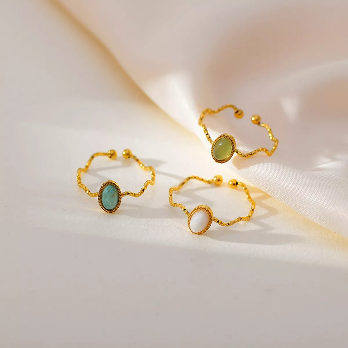18K Gold-Plated Wave Open Ring in Style B - women's open ring