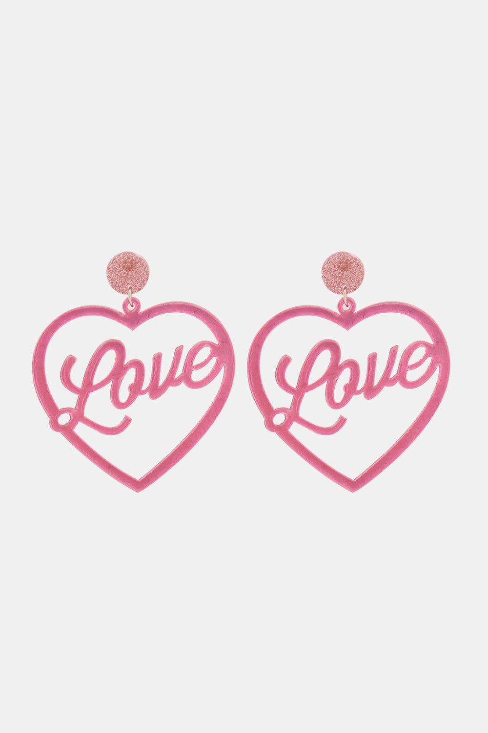 Heart Shape Acrylic Dangle Earrings in Pink - women's dangle earrings
