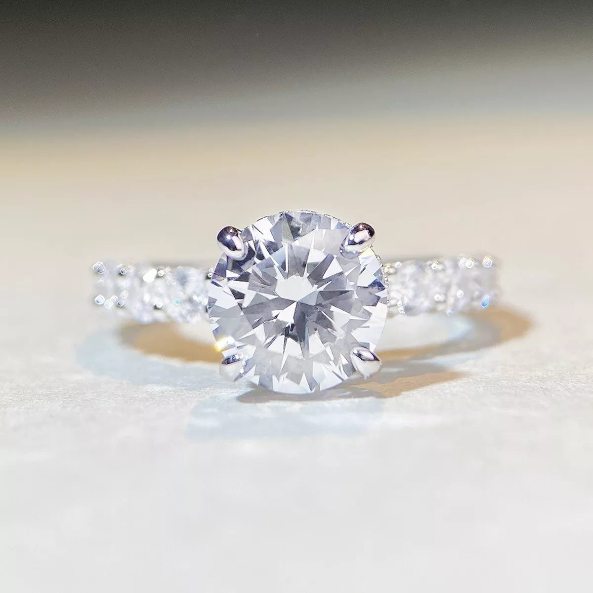 3 Carat Sterling Silver Moissanite Ring - alternate ring view