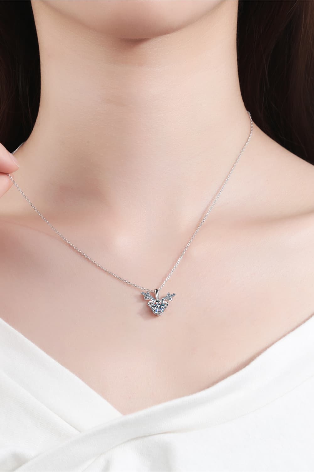 1 Carat Moissanite Sterling Silver Necklace - alternate necklace view