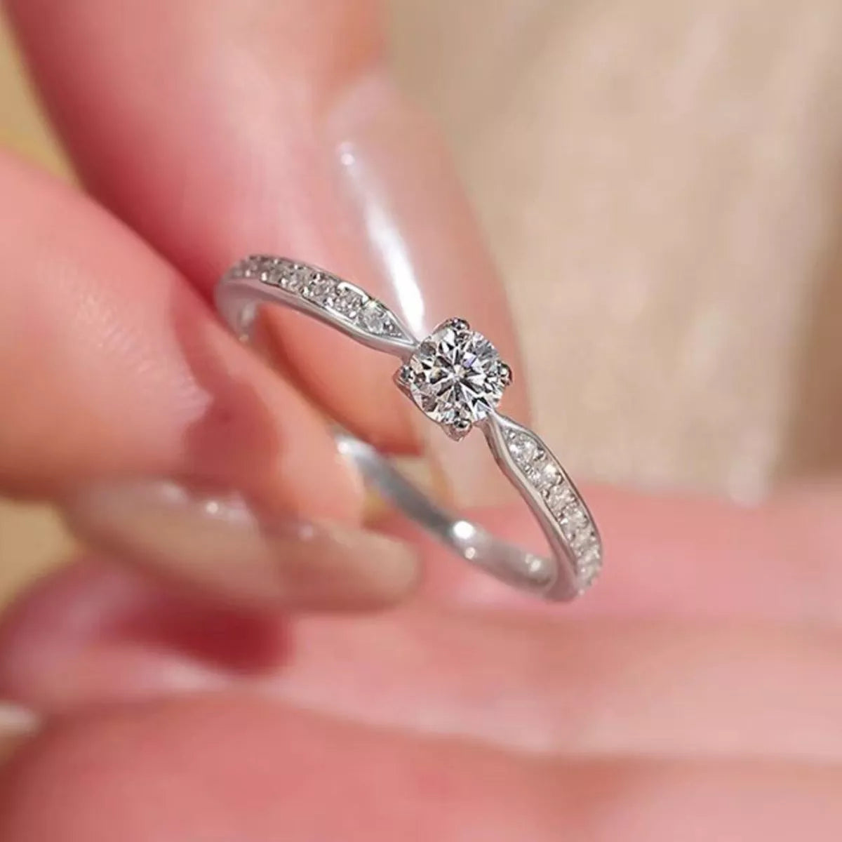 1 Carat Sterling Silver Moissanite Ring - alternate ring view