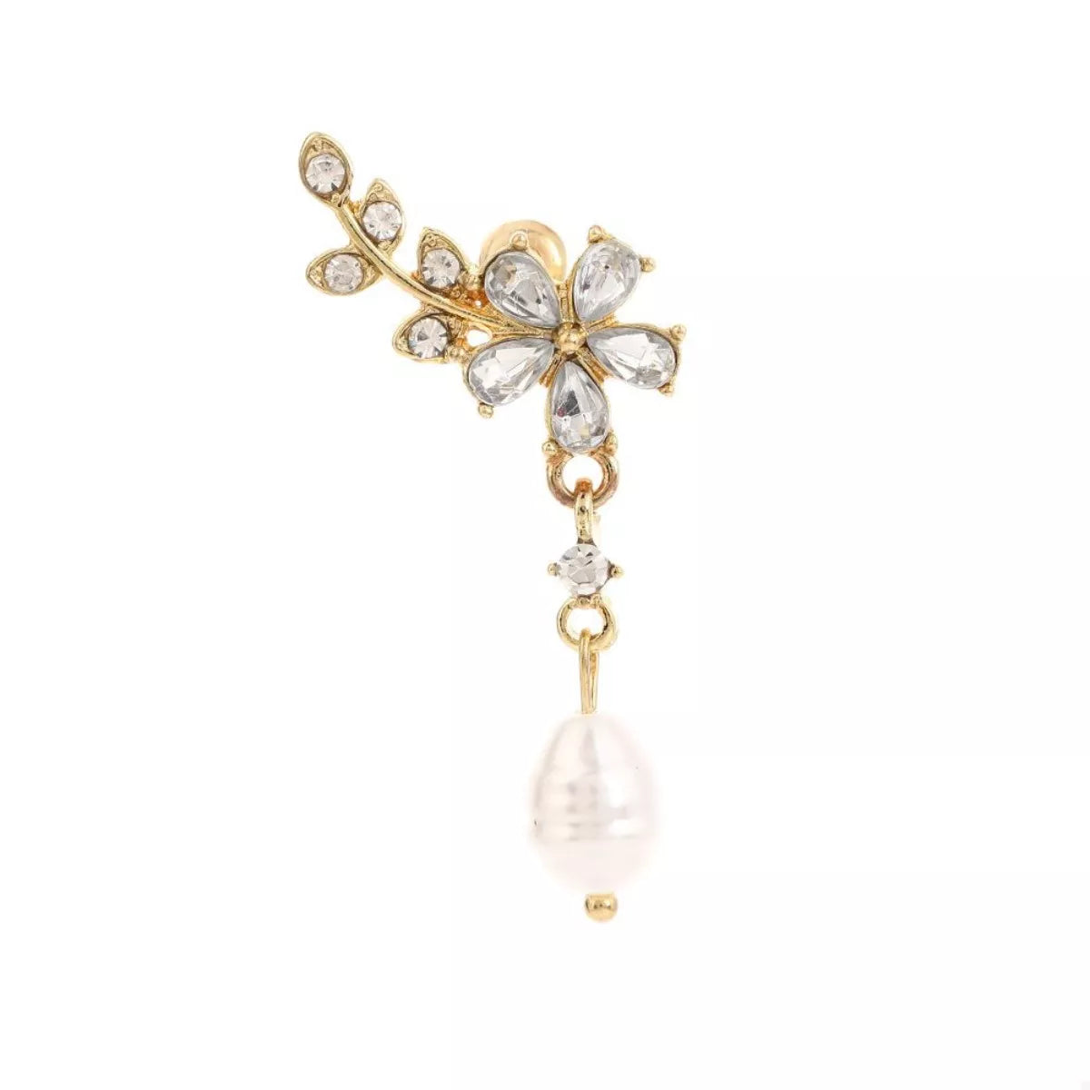 Flower Pearl Drop Earrings - alternate earring view