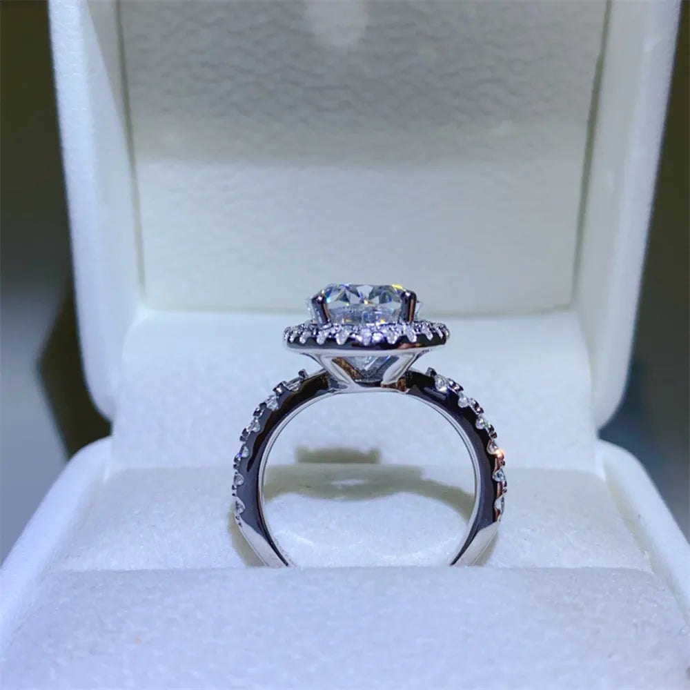 5 Carat Moissanite Sterling Silver Ring in Silver - women's ring