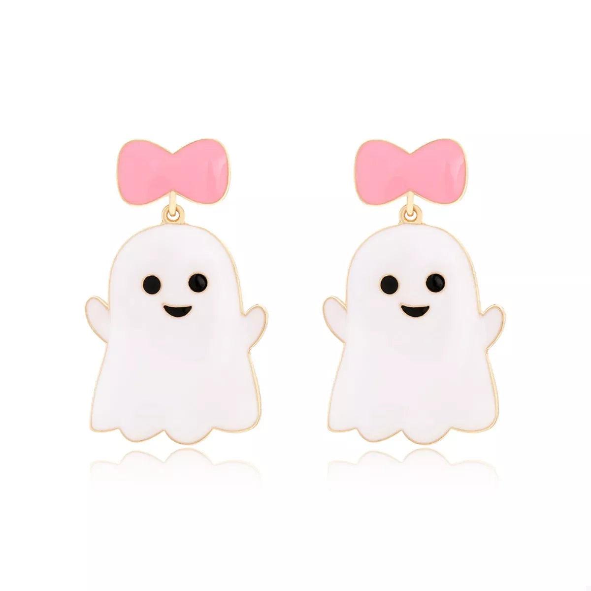 Halloween Ghost Dangle Earrings with Bow - alternate earring view