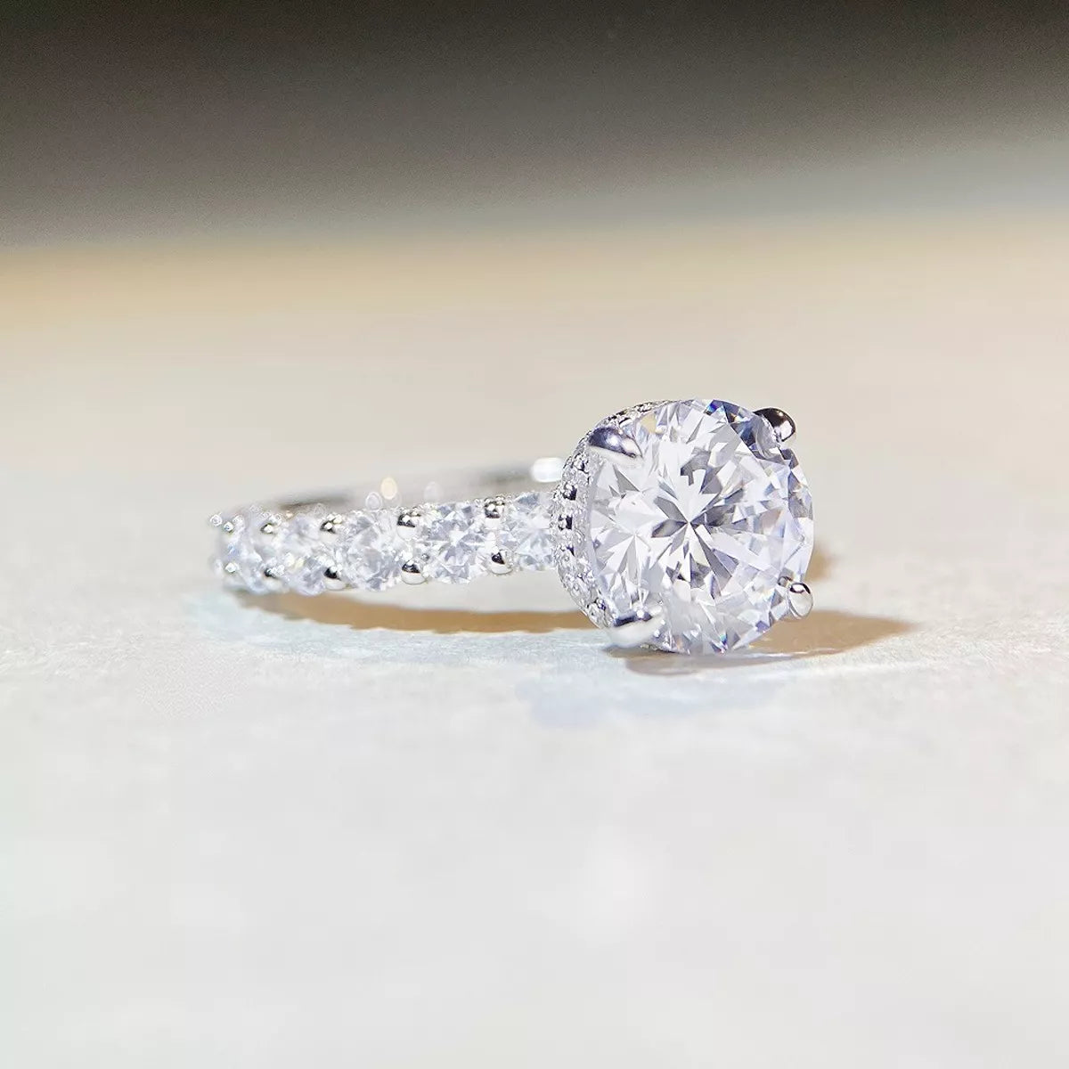 3 Carat Sterling Silver Moissanite Ring - alternate ring view